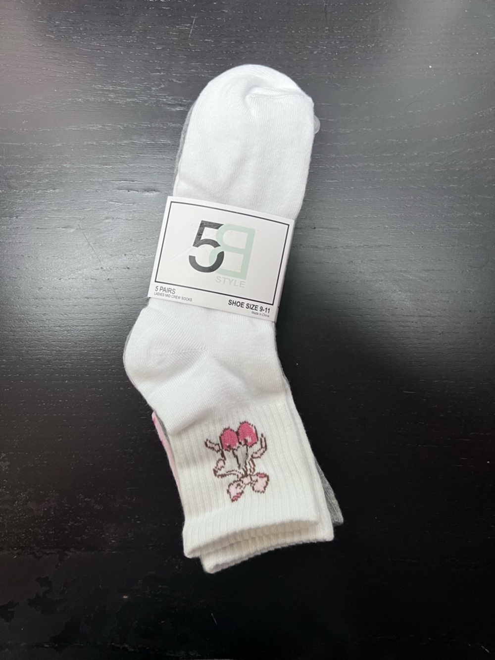 2/$12 💥🆕 5B Style Ladies Crew Socks | 5 Pairs | Shoe Size 9-11 | 1402